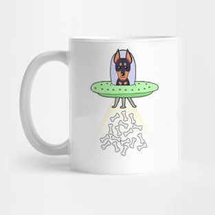 Funny guard dog is flying a ufo Mug